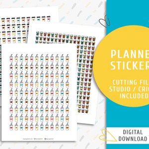 Printable Planner Stickers. Instant download planner sticker kit. Coffee Doodle Stickers / SS-0005