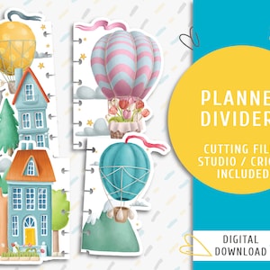 Watercolor Planner Dividers. Printable Planner Tabs. Dividers For Micro Happy Notes. Hot Air Balloon Divider Kit / PA-0019