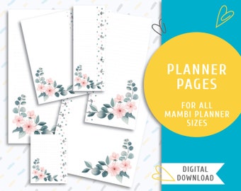 Printable note planner pages. Printable The Happy Planner inserts. Instant download page kit. Elegant Flower / PP-0032