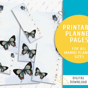 Printable note planner pages. Printable The Happy Planner inserts. Instant download page kit. Watercolor Butterfly / PP-0040