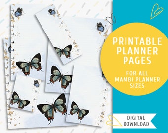 Printable note planner pages. Printable The Happy Planner inserts. Instant download page kit. Watercolor Butterfly / PP-0040