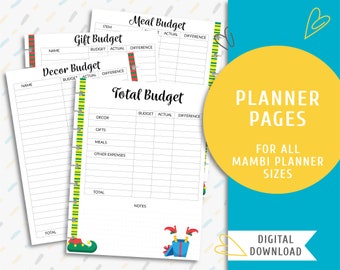 Printable planner pages. Printable The Happy Planner inserts. Instant download planner page kit. Christmas Budget  / PP-0014