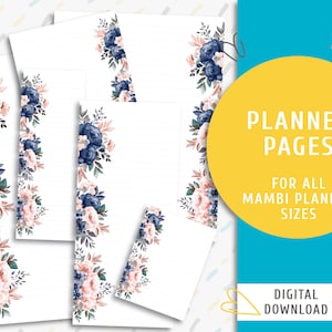 Printable note planner pages. Printable The Happy Planner inserts. Instant download page kit. Blue Roses / PP-0028