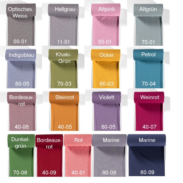 Bündchenstoff-Streifen-Strickschlauch-Tubular- Formen-35 cm Schlauch-Meterware-17 verschiedene Farben
