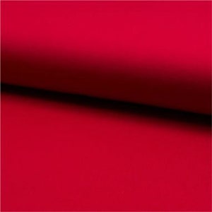 May include: Solid red fabric swatch. The fabric is smooth and has a slight sheen.