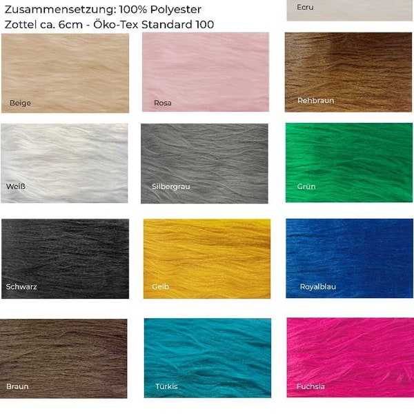 Shaggy stof lang haar LARGO van Stofftreff Santi® - verkocht per meter - stappen van 50 cm - kostuumstof, imitatiebont 6 cm - Oeko-Tex Standard 100