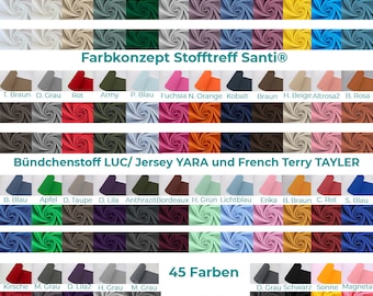 French Terry-TAYLER-Uni-155 cm breit mit passenden Farbkonzept für Bündchen & Jersey-50 cm Schritte-Meterware-45 Farben