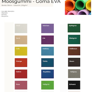 Moosgummi EVA 90cm breit ab 0,5m 23 Farben Schaumgummi PE Schaumstoff  Basteln Stoff