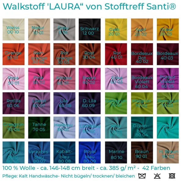Walkloden-Walkstoff "LAURA"- 100% Wolle-Mulesingfrei-Meterware-0,5m Schritte-Loden -Trachtenstoffe, Wollwalk-ÖKO-TEX Standard 100 Klasse 2