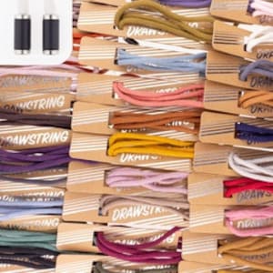 Trendiga dragsko i huvtröja - 5 mm tjocka - minst 1 meter långa - flätad bomull med snöre - 30 färger - säljs styckvis