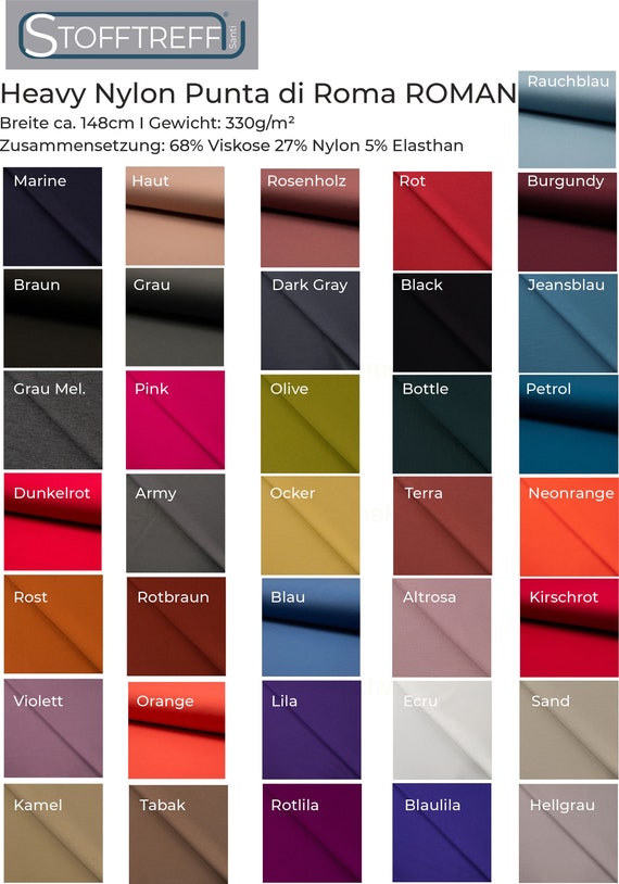 Heavy Nylon Punta di Roma-ROMAN- 50 cm- Schritte - 68 % Viskose - 27 Pr. Nylon - ca. 330 g/QM - ca. 148 cm breit - Querelastisch & weich