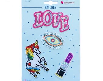 Applique iron-on love eye patches