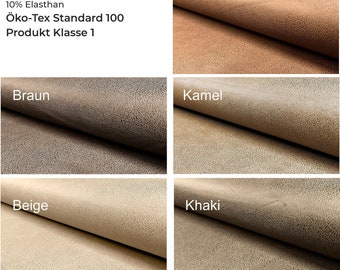 Imitation suede with foil print MORITZ - 50 cm steps - animal pattern - 90% polyester - elegant look - Öko Tex Standard 100