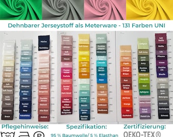 Jersey-YARA von Stofftreff Santi®-Insgesamt 190 Farben-150 cm Breite-50 cm Länge-Meterware-Kleider-, Patchwork- und Dekostoff mit Elasthan