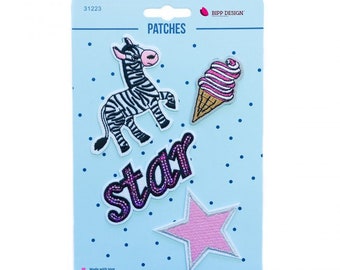 Applications iron-on zebra star patches