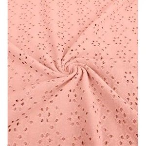 Brodery Jersey mit Löchern AURELIA 50 cm Schritte Stretchjersey Lochstickerei 80% Baumwolle atmungsaktiv ÖKO-TEX Standard 100 Rose