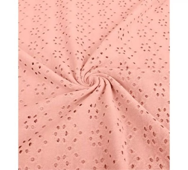 Brodery Jersey mit Löchern AURELIA 50 cm Schritte Stretchjersey Lochstickerei 80% Baumwolle atmungsaktiv ÖKO-TEX Standard 100 Rose