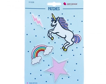 Applique iron-on unicorn lightning patches