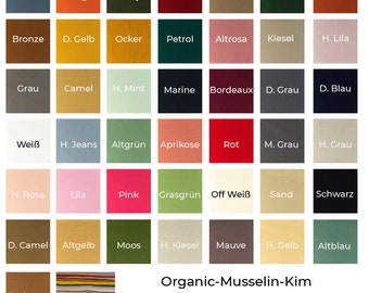 Organic-Musselin-100 % Bio Baumwolle-50cm Schritte-Meterware