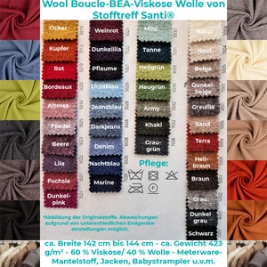 Lana Boucle-BEA-Lana viscosa di Stofftreff Santi®-Tessuto per cappotti e abiti-larghezza ca. 142 cm-peso ca. 423 g/m²-venduto al metro-incrementi di 50 cm