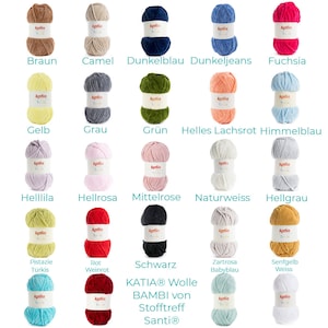 Lana KATIA® BAMBI di Stofftreff Santi® - gomitolo da 100 g con 120 m di lunghezza - coperte per neonati, maglioni, sciarpe, cappelli, calzini - lana per lavorare a maglia