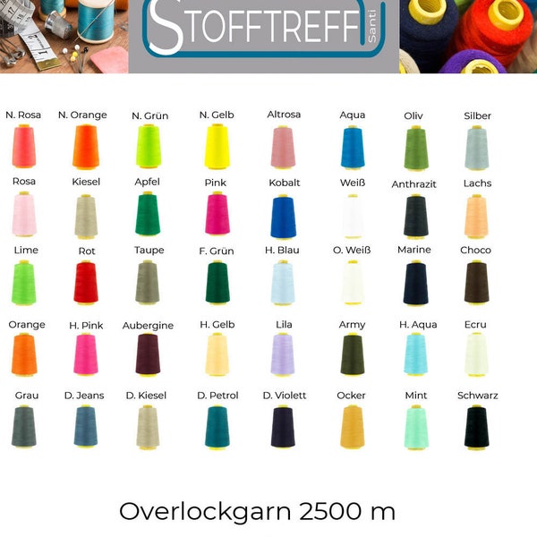 High-quality overlock thread-2700 m spool-100%polyester-48 different colors-Textile Center