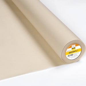 Pode incluir: Um rolo de entretela Decovil I bege. O rótulo no rolo diz "Decovil I Autoadesivo 30" x 36" Bege".