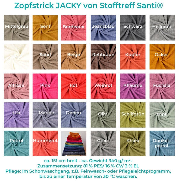 Zopfstrick JACKY von Stofftreff Santi®-50 cm Schritte-Meterware-Winterstoff-ca. 360 g/QM- ca. 151 cm breit-JACQUARD