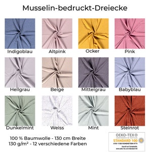 Muslin-Printed-Triangles-100% Cotton-130 cm Width-50 cm Steps-Sold by the Meter-Oeko-Tex® Standard 100-12 Colors