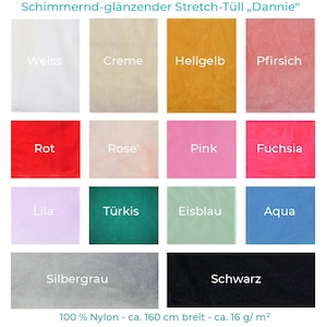 Tulle extensible brillant scintillant - Dannie - 16 g/m² - largeur 160 cm - pas de 100 cm - vendu au mètre - 14 variations de couleurs