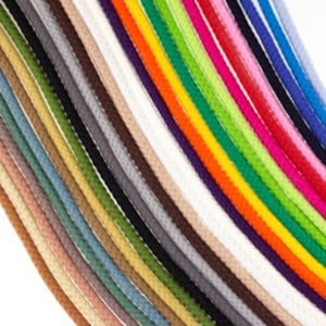 Twisted/ braided cotton cord - 50 cm steps - sold by the meter - 8 mm thick - 18 different colours