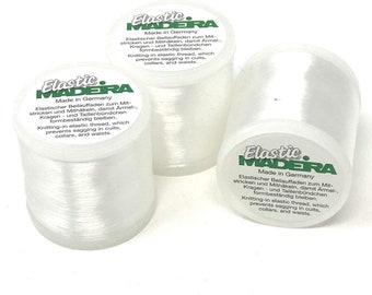 SET of 3 Madeira Elastic yarn for knitting and crocheting No.40 200 m color 1001-colorless