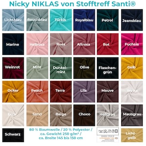 Nicky-NIKLAS-Morbido e caldo-250 g/m²-incrementi di 50 cm-Venduto al metro-larghezza circa 150 cm-32 colori