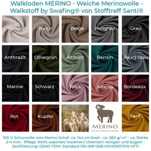 Tessuto morbido di lana cotta/camminato MERINO di Swafing® di Stofftreff Santi® - 100% lana vergine cotta di pecora Merino - incrementi di 0,5 m - venduto al metro