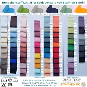 Bündchenstoff-LUC von Stofftreff Santi®35-er Schlauchware-25 cm Schritte-Meterware-80 Farben UNI-dehnbarer, elastischer Bündchenstoff Bild 2