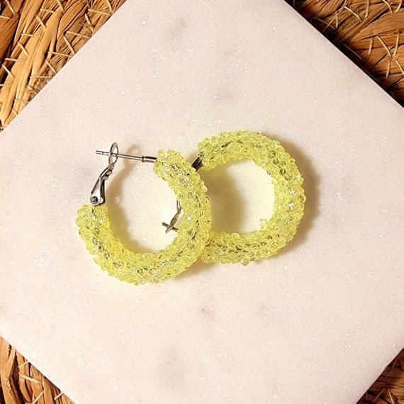 Summer Fun Retro Yellow Hoop Bright Yellow Chunky