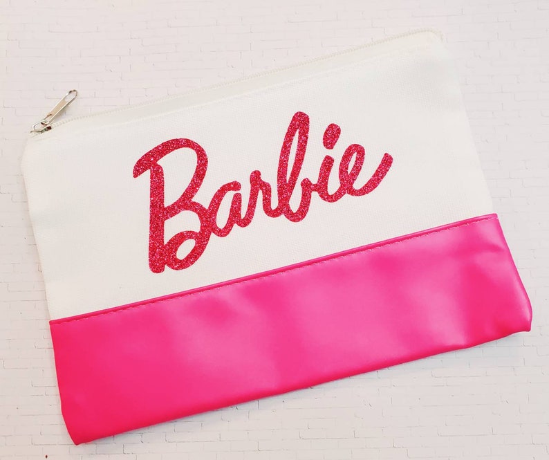 Barbie bag Barbie zipper pouch Pink Barbie Makeup bag Etsy