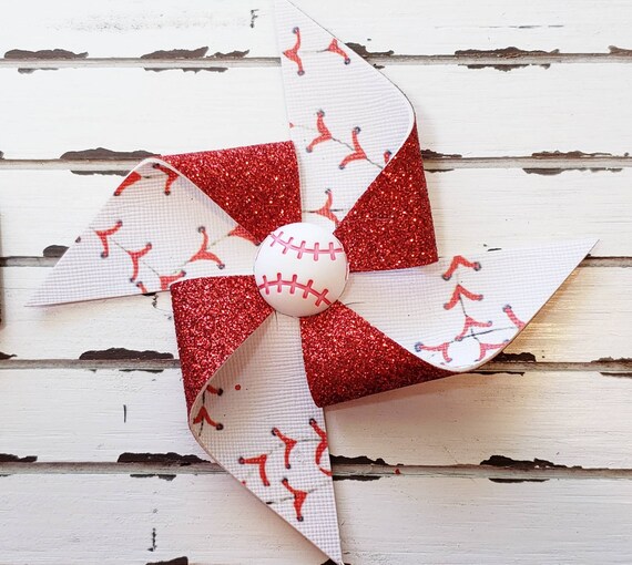 Baseball Pinwheel Bow Softball