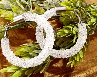 Irridescent Rhinestone Hoops.