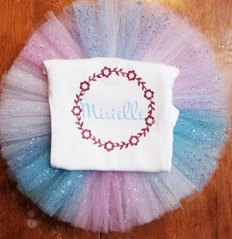 Personalized Sparkle Tutu Set w Matching Barefoot Sandals