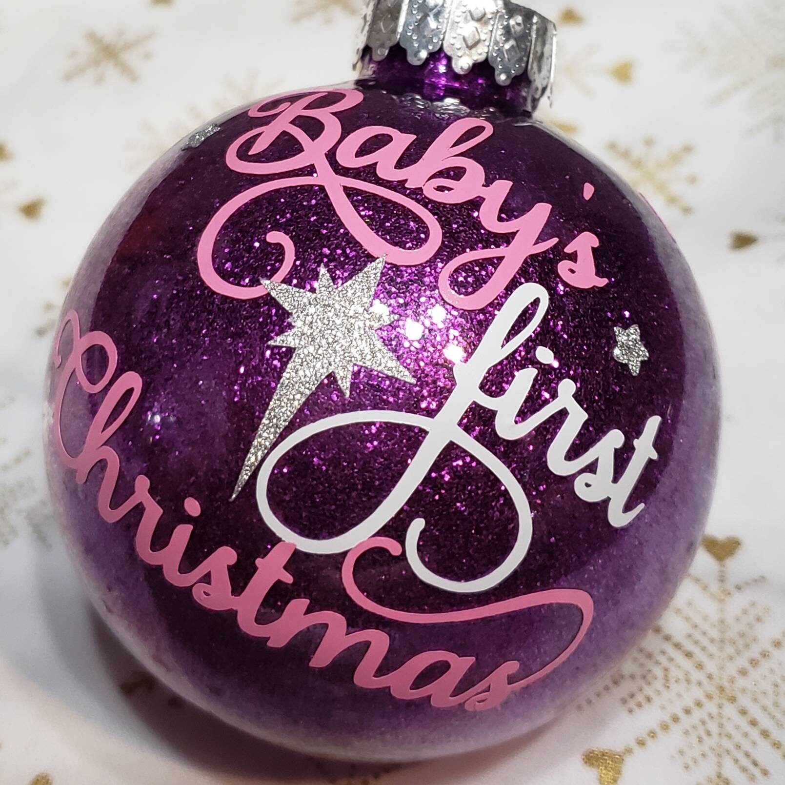 Baby Girl First Christmas Glitter Ball Ornament plastic or Etsy