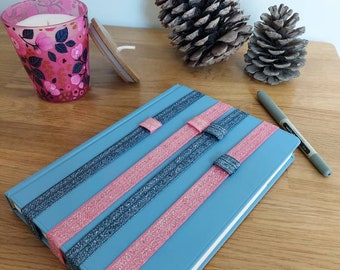 Elastic journal/ notebook / diary bookmark with pen loop. Office accessories.
