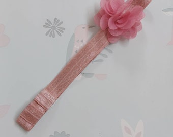 Bespoke Antique Pink with Blush Pink Flower Hearing Aid Headband Cochlear Implant Headband by GigglesandHiccups