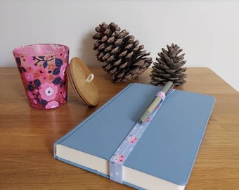 Lilac Happy Cow Elastic journal/ notebook / diary bookmark with pen loop. Office accessories. Back to school.