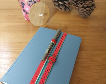 Watermelon Fruity Elastic journal/ notebook / diary bookmark with pen loop. Office accessories. Back to school.