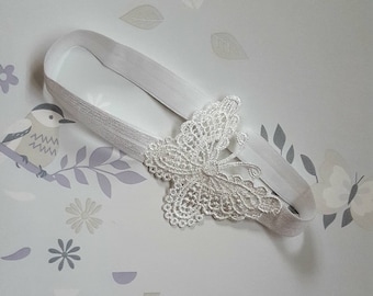 Bespoke Crochet Antique Lace Butterfly Hearing Aid Cochlear Implant Headband by GigglesandHiccups