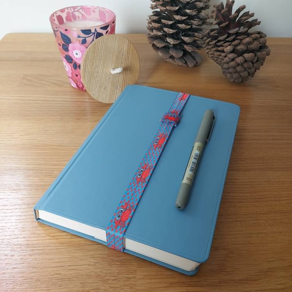 Don't crab my style Elastic journal/ notebook / diary bookmark with pen loop. Office accessories. Back to school.