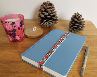 Watermelon Elastic journal/ notebook / diary bookmark with pen loop. Office accessories. Back to school.