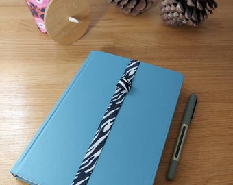 Zebra Print Design Elastic journal/ notebook / diary bookmark with pen loop. Office accessories. Back to school.