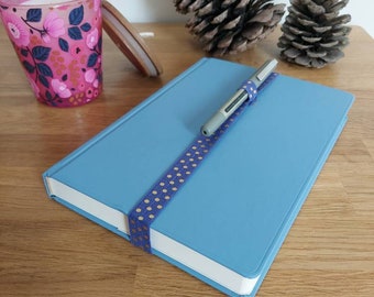 Purple gold spot Elastic journal/ notebook / diary bookmark with pen loop. Office accessories.
